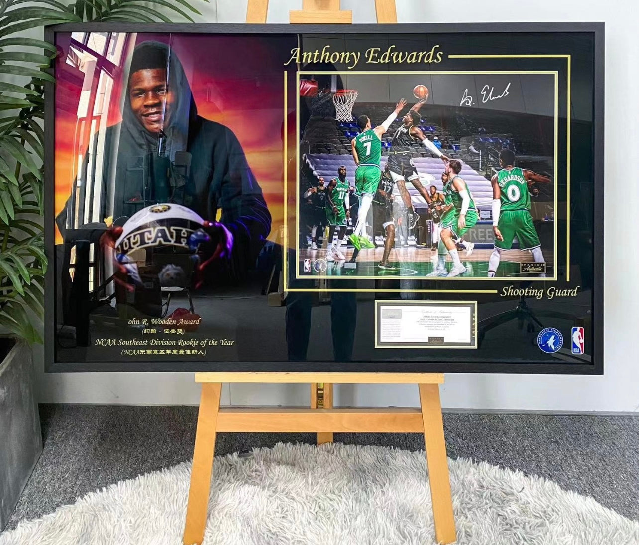 Minnesota Timberwolves Edwards Poster with Personalized Custom Design Framed 00005