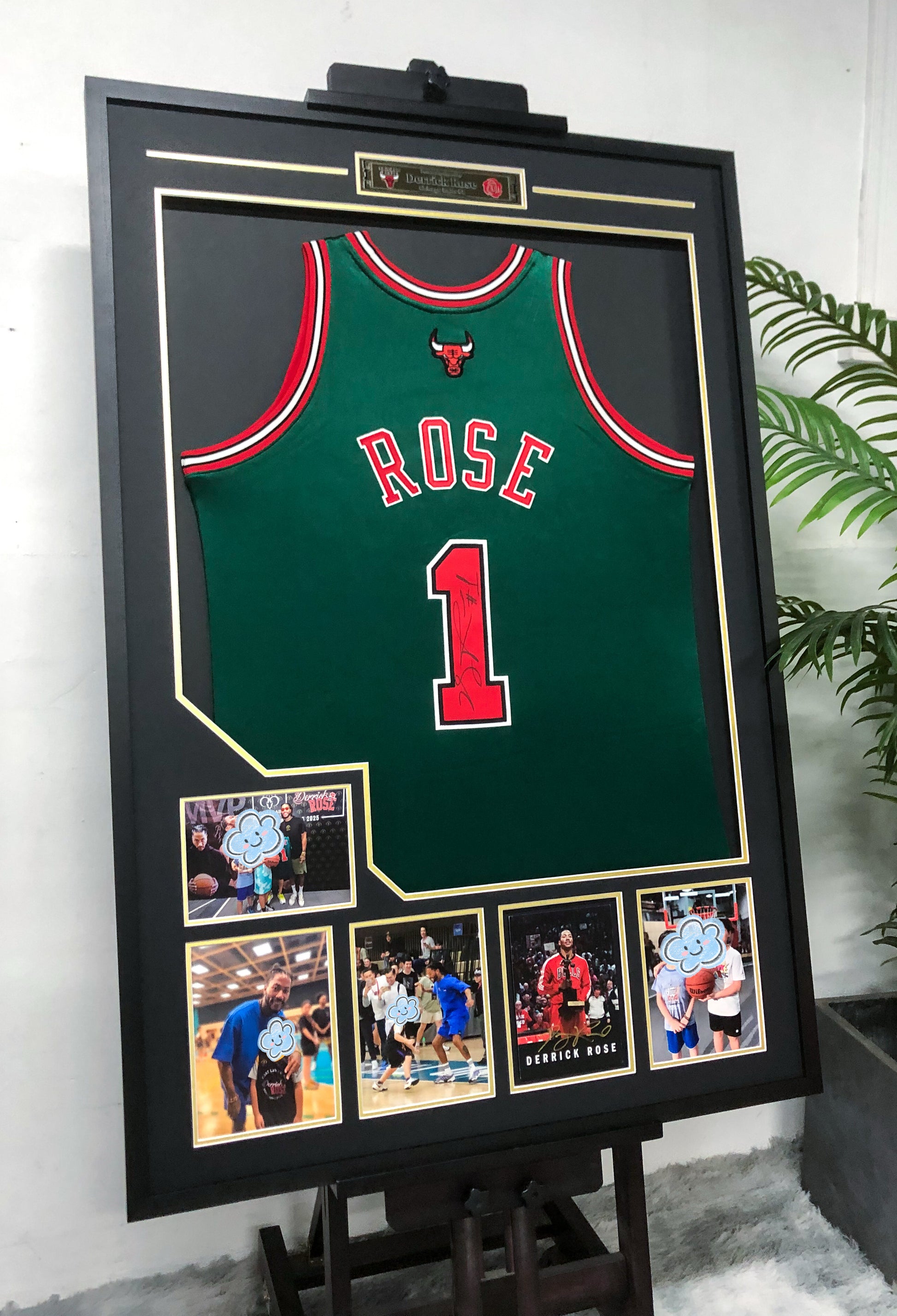 Chicago Bulls Derrick Rose Autographed Jersey with Personalized Custom Design Framed 00010