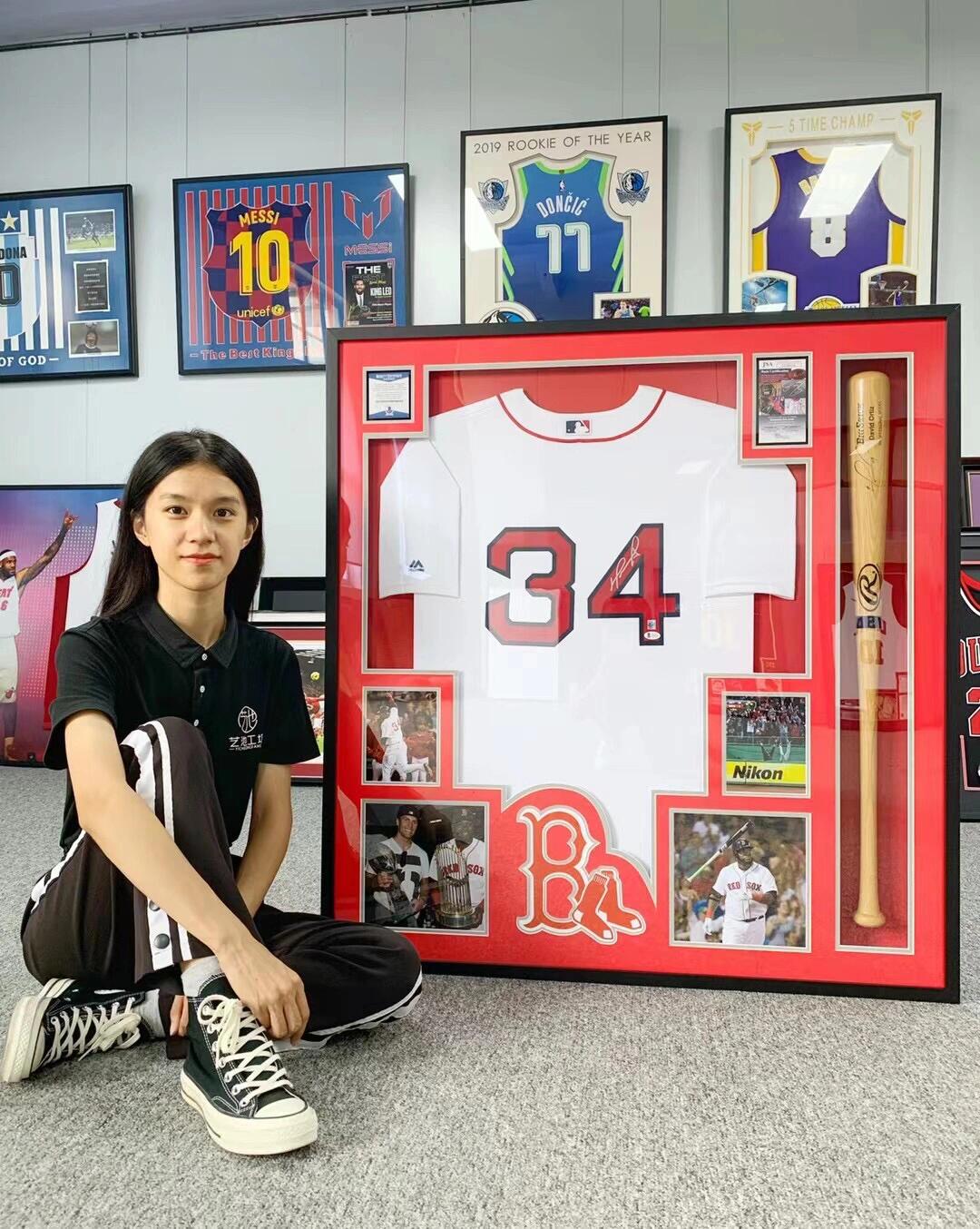 Boston Red Sox Autographed Jersey with Personalized Custom Design Framed 00013