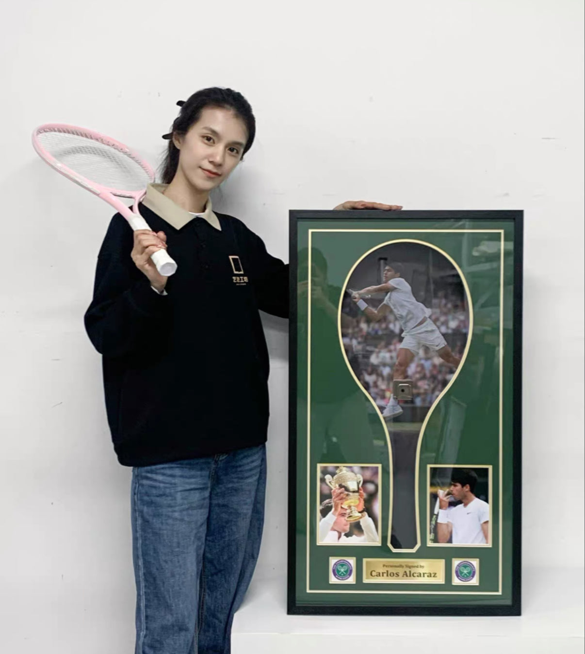 CarlosAlcaraz Tennis racket Sentimental Item with Personalized Custom Design Framed 000026