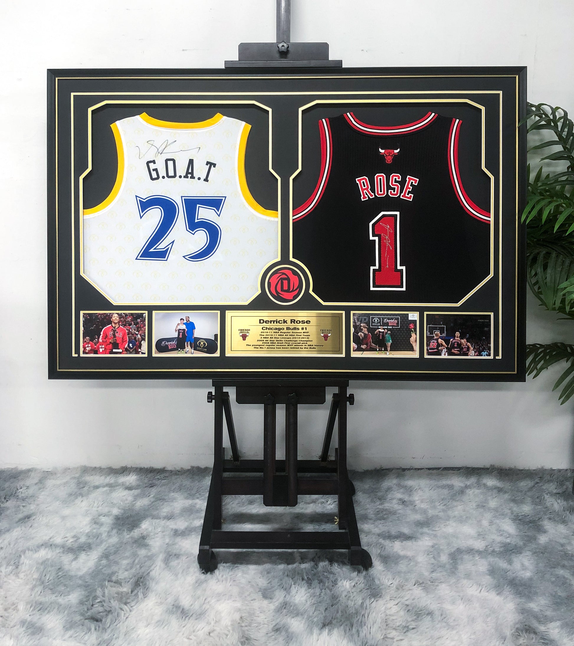 Chicago Bulls Derrick Rose Autographed Jersey with Personalized Custom Design Framed 00015