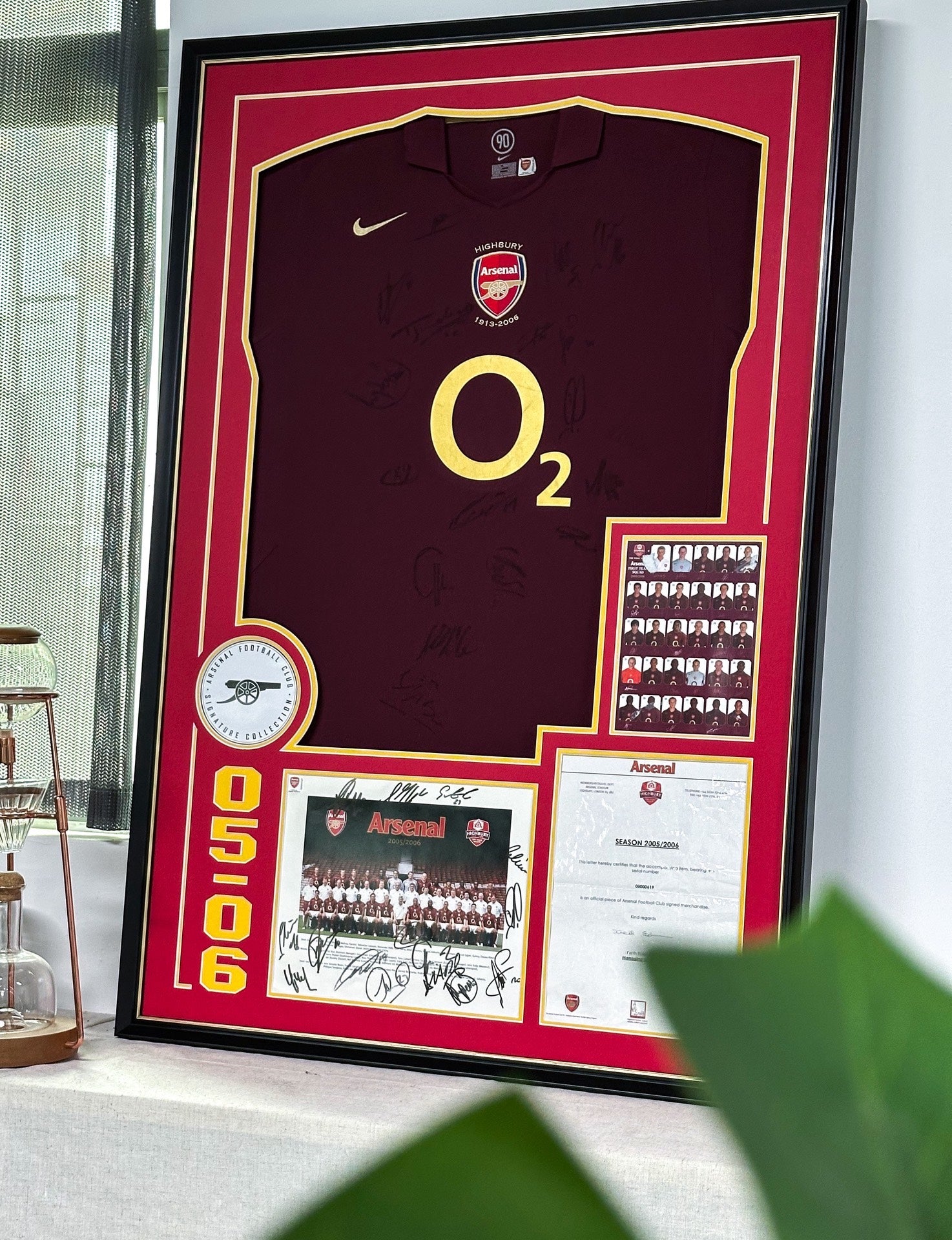 The Arsenal Football Club Autographed Jersey with Personalized Custom Design Framed 00029