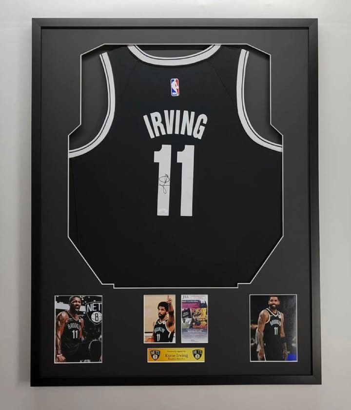 Brooklyn Nets Kyrie Irving Autographed Jersey with Standard Design Framed00005