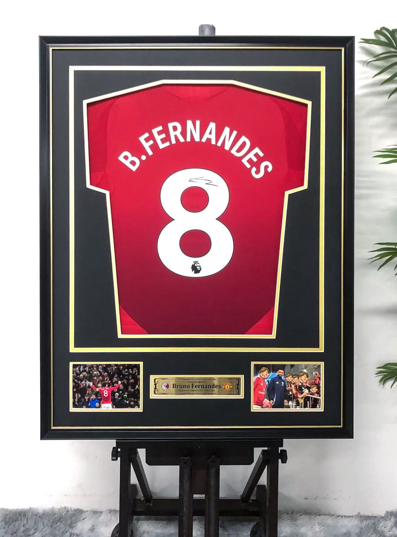 Manchester United Bruno Fernandes Autographed Jersey with Personalized Custom Design Framed 00077