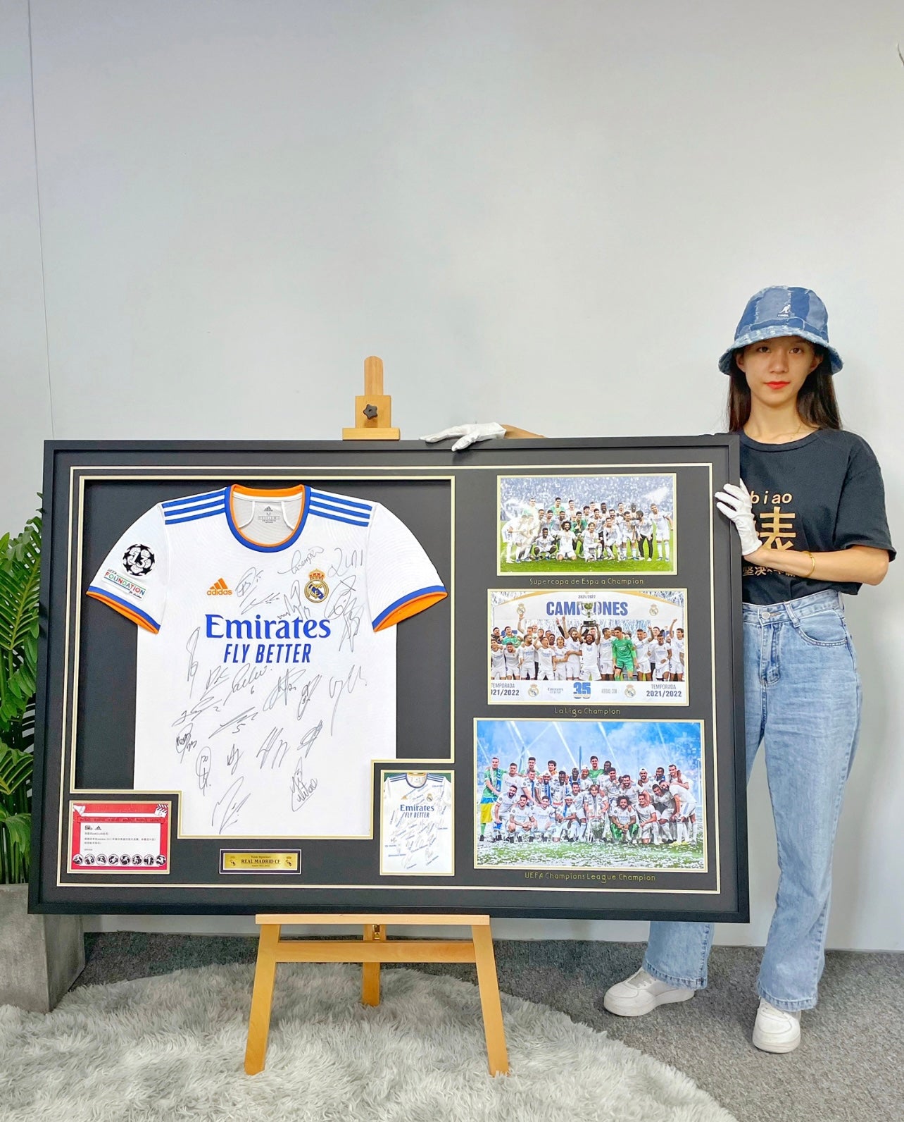 Real Madrid Club Autographed Jersey with Personalized Custom Design Framed 000021