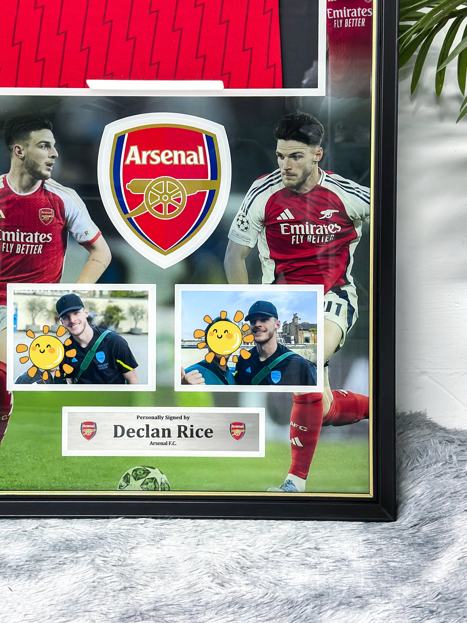 The Arsenal Declan Rice Football Club Autographed Jersey with Personalized Custom Design Framed 00039