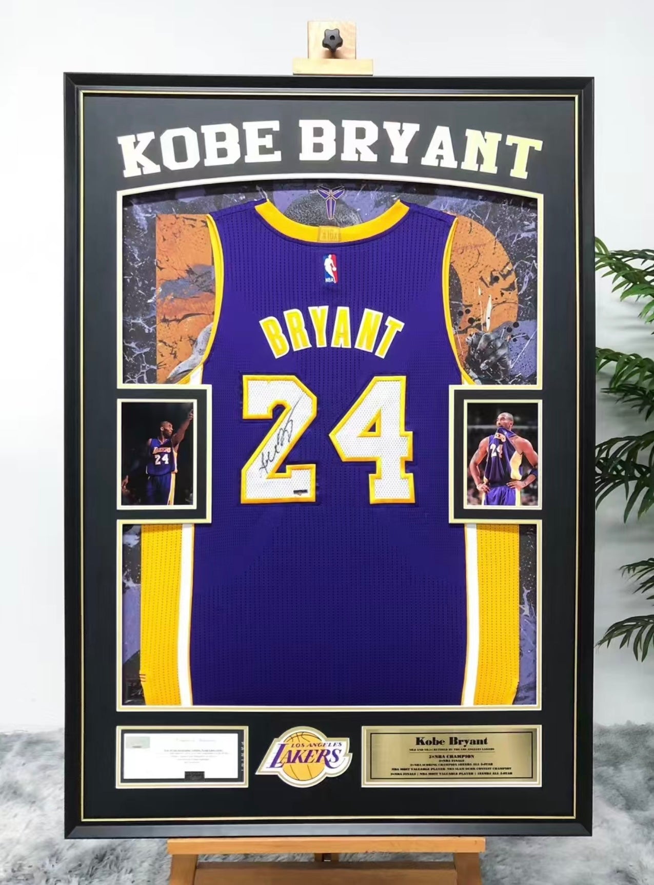 Los Angeles Lakers Kobe Bryant Autographed Jersey with Personalized Custom Design Framed 00006