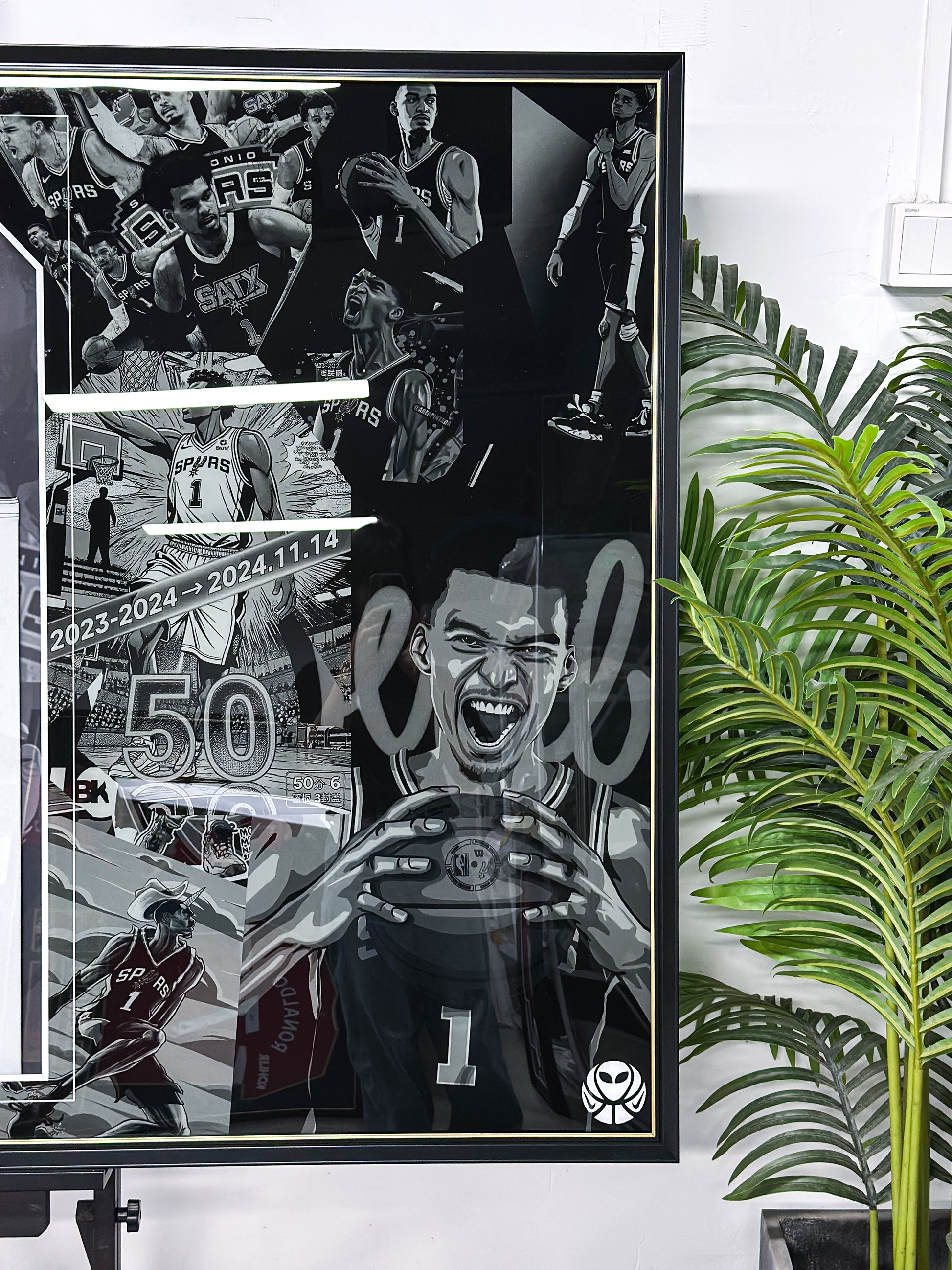 San Antonio Spurs Wembanyama Autographed Jersey with Personalized Custom Design Framed 00012