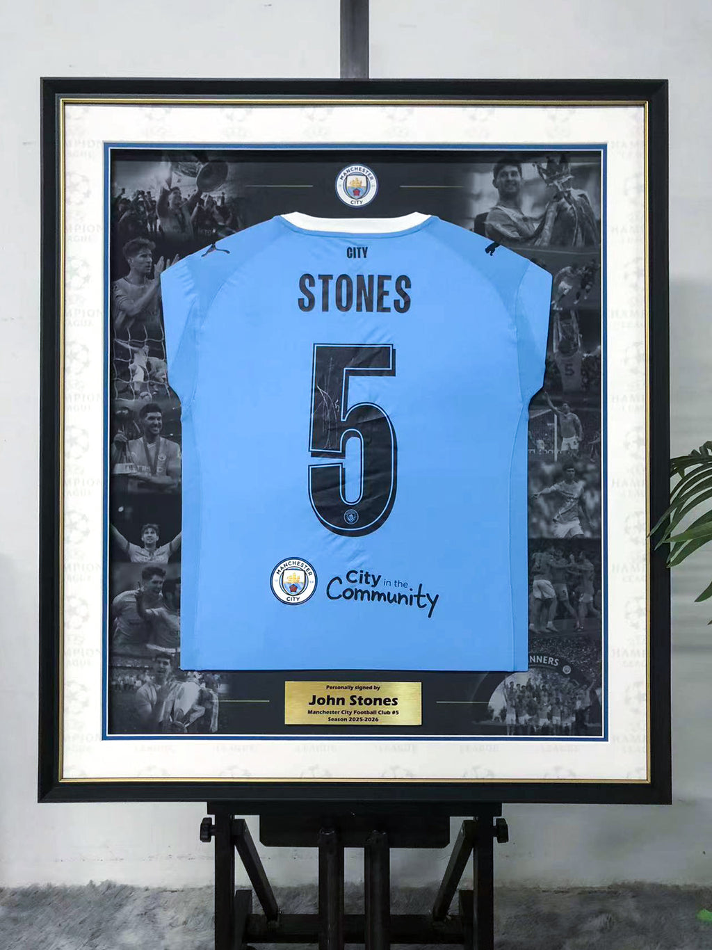 John Stones Manchester City Football Club Jersey Framing  00028
