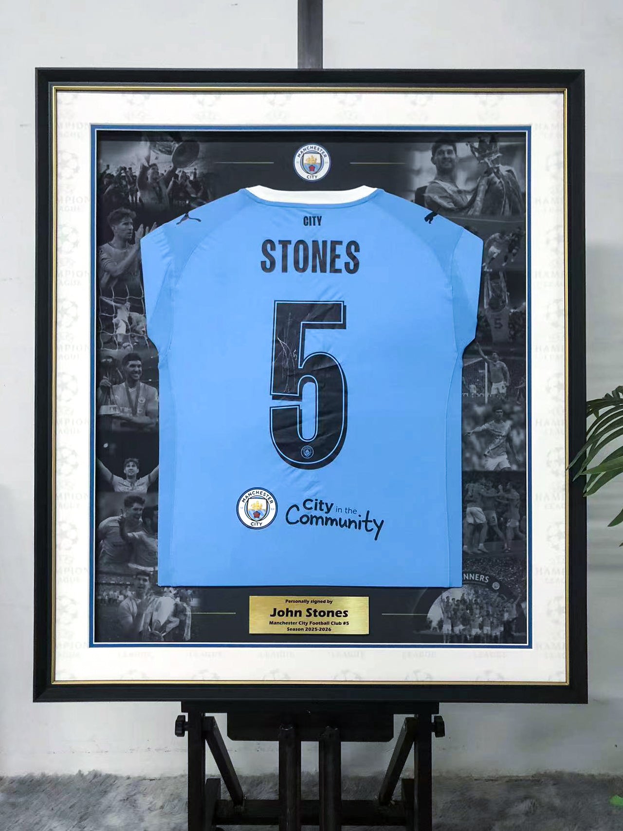 John Stones Manchester City Football Club Jersey Framing  00028