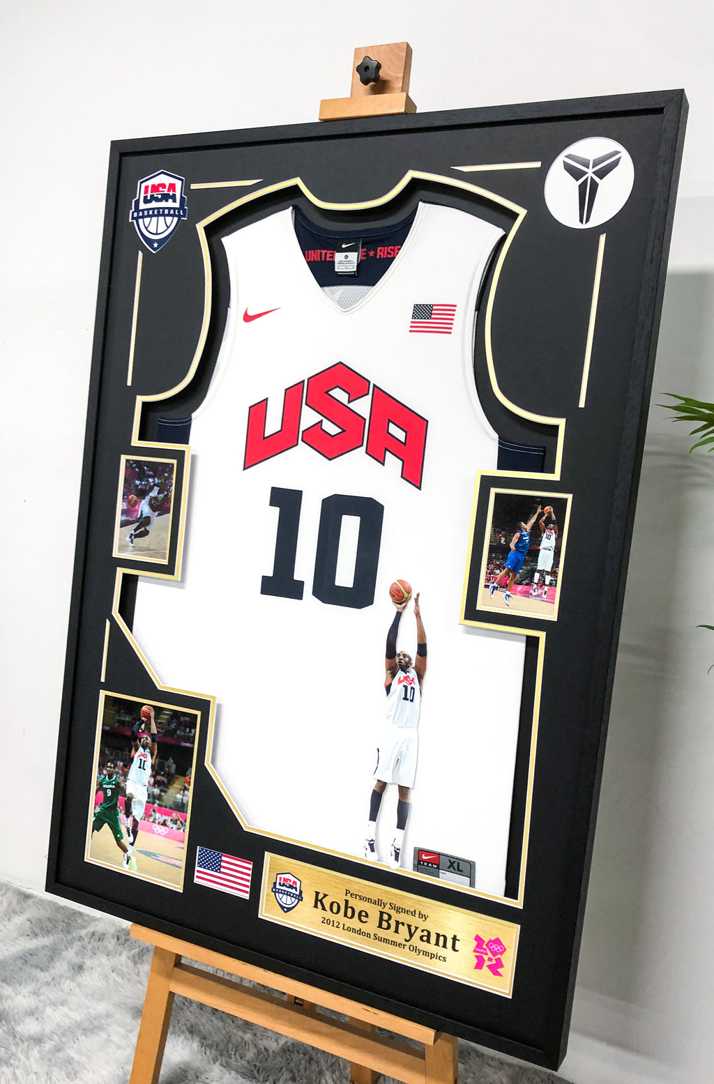 USA Kobe Bryant Autographed Jersey with Personalized Custom Design Framed 00009
