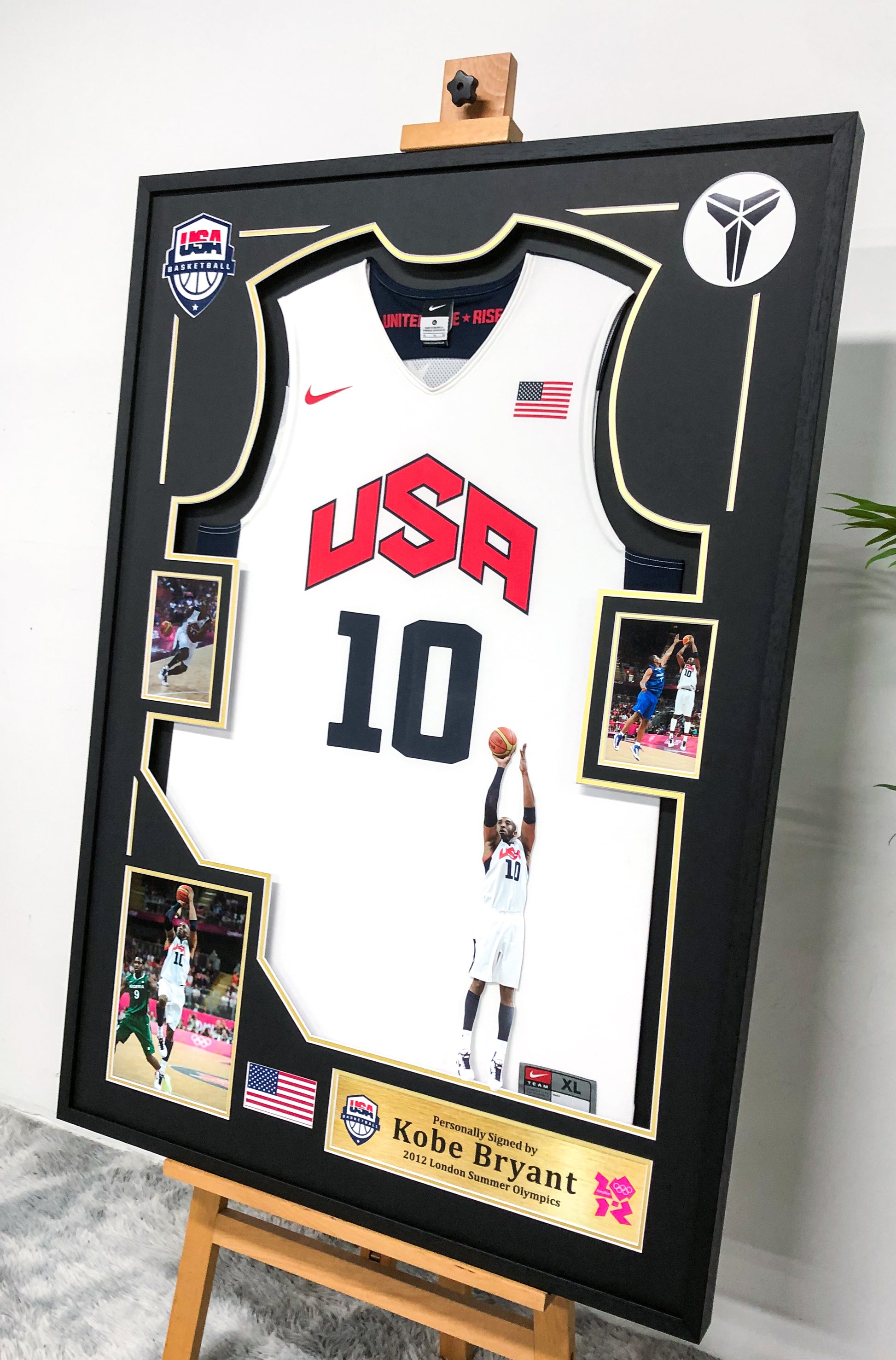USA Kobe Bryant Autographed Jersey with Personalized Custom Design Framed 00009