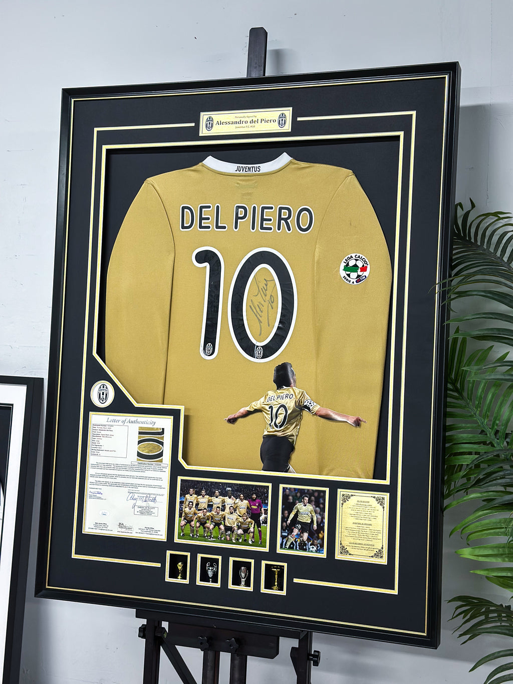 Juventus F.C. Del Piero Autographed Jersey with Personalized Custom Design Framed 000070