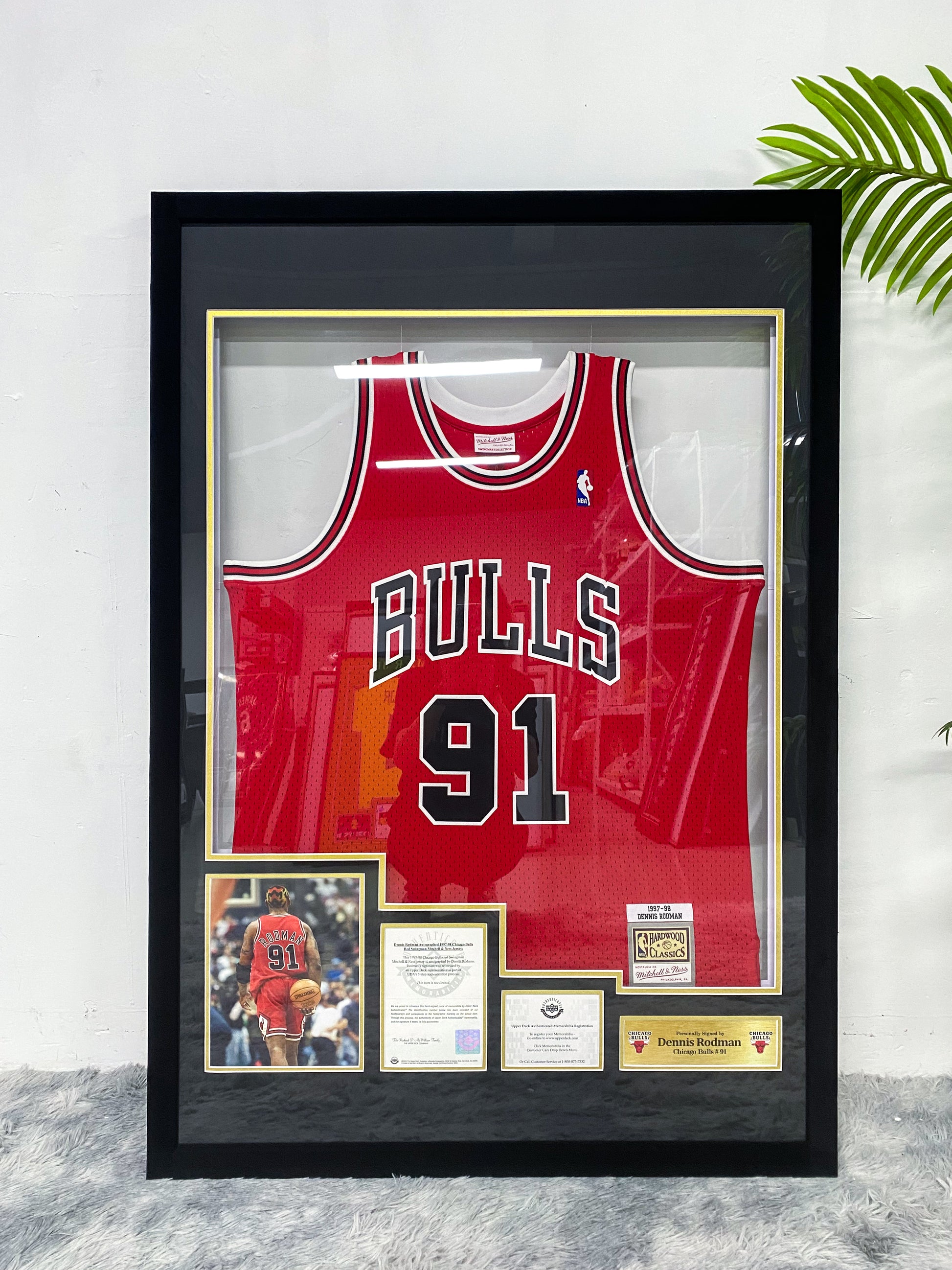 Dennis Rodman Chicago Bulls Signed Jersey Framed