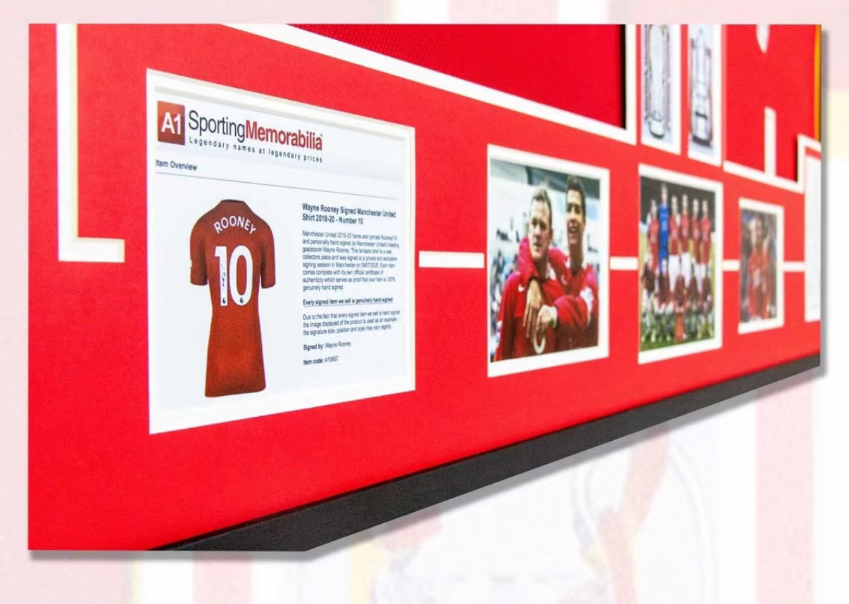 Manchester United Autographed Jersey with Personalized Custom Design Framed 000026