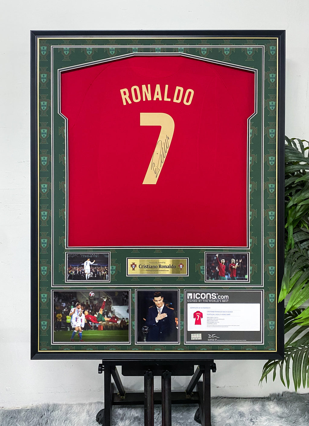 Portugal Cristiano Ronaldo Autographed Jersey with Personalized Custom Design Framed 00079