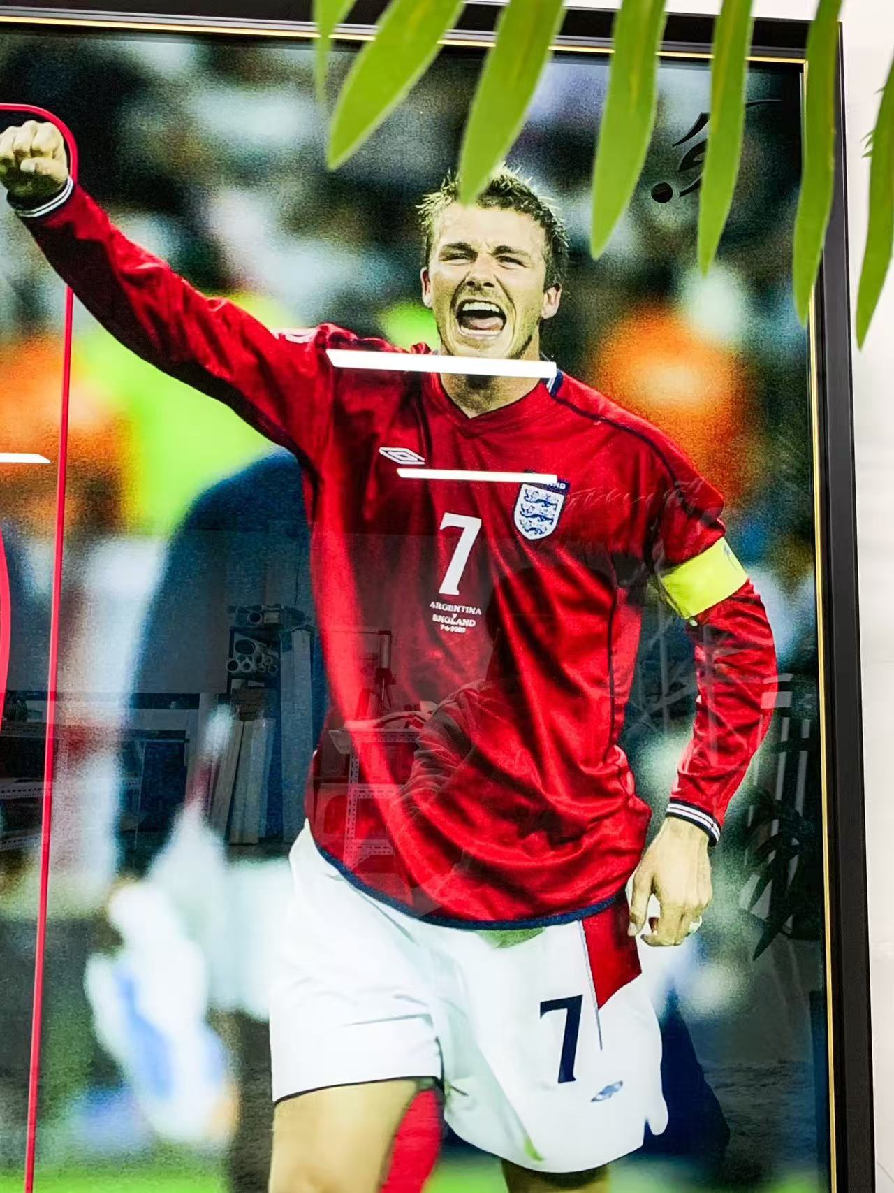 England National Football Team David Beckham Autographed Jersey with Personalized Custom Design Framed 00019