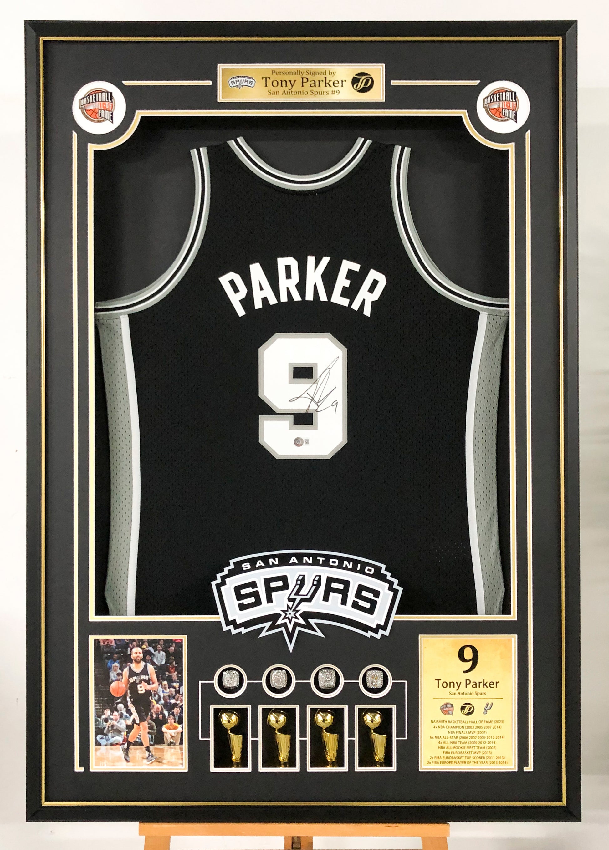 San Antonio Spurs Parker Autographed Jersey with Personalized Custom Design Framed 00002
