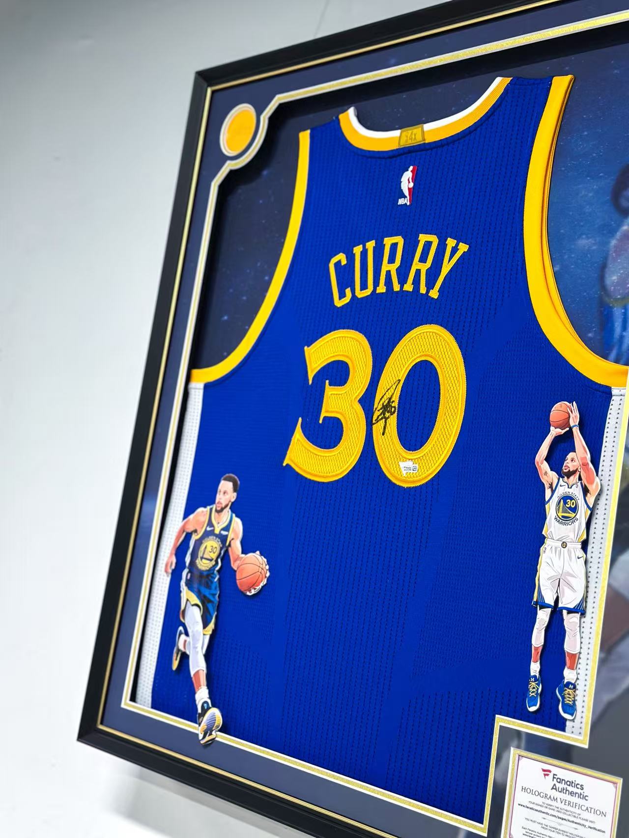 Golden State Warriors Stephen Curry Autographed Jersey with Personalized Custom Design Framed 000072