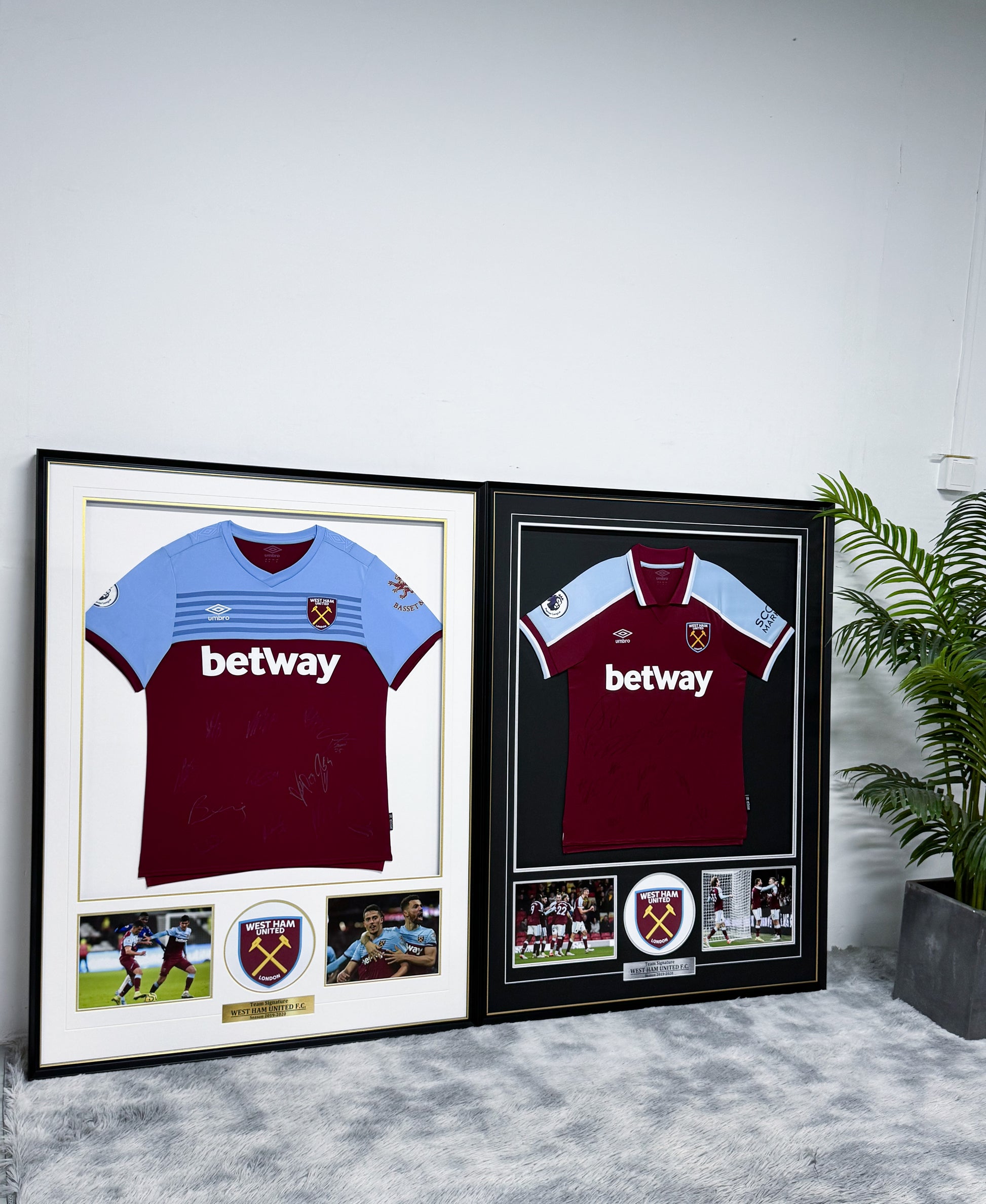 West Ham United F.C. Autographed Jersey with Personalized Custom Design Framed 00007
