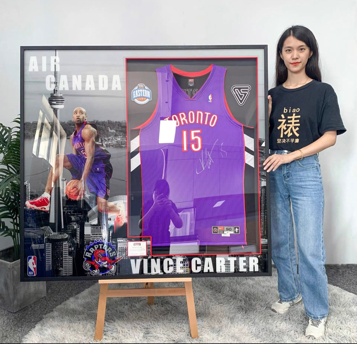 Toronto Raptors Vince Carter Autographed Jersey with Personalized Custom Design Framed 00001