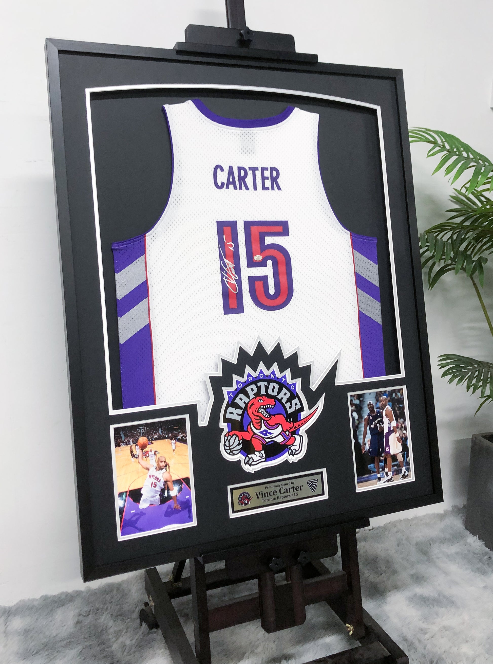 Toronto Raptors Vince Carter Autographed Jersey with Personalized Custom Design Framed 00008