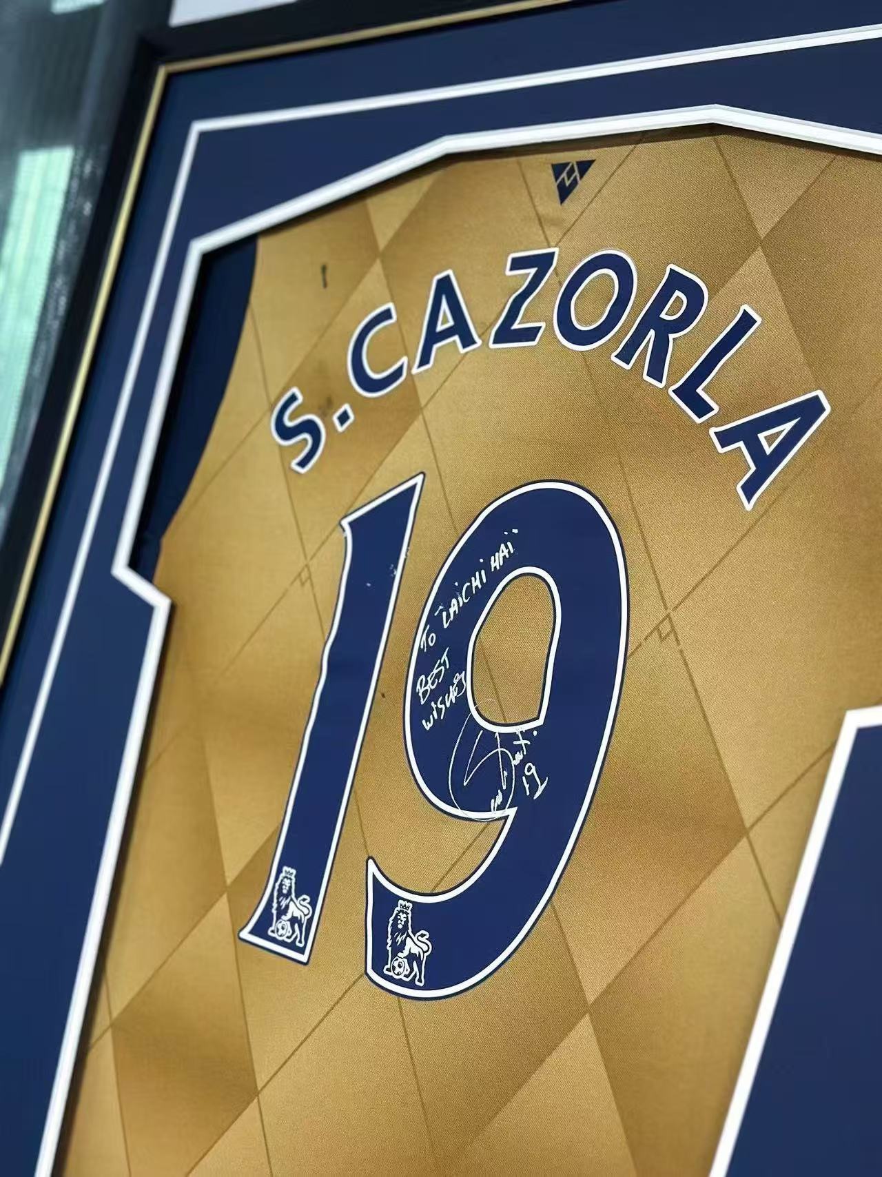 The Arsenal S CAZORLA Football Club Autographed Jersey with Personalized Custom Design Framed 00030
