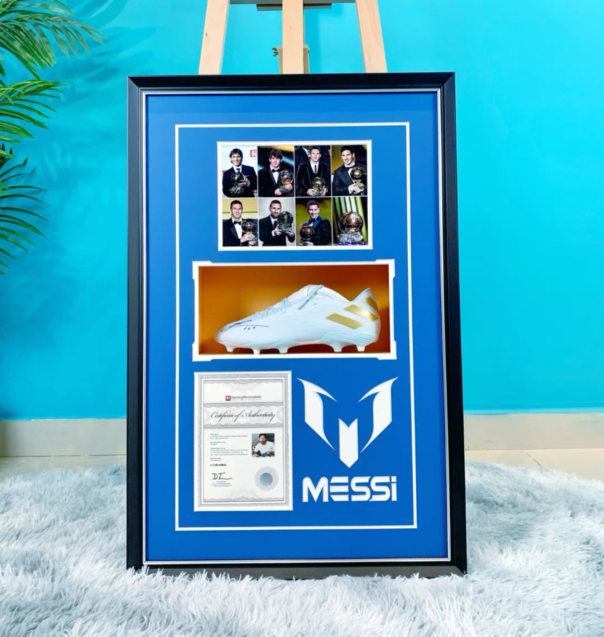 Lionel Messi Sneakers with Personalized Custom Design Framed 000012