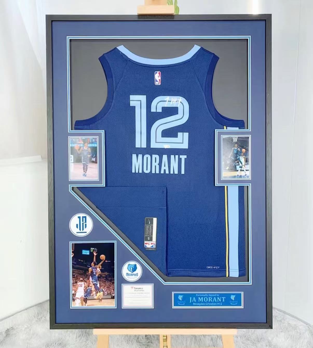 Memphis Grizzlies Ja Morant Autographed Jersey with Personalized Custom Design Framed 00007