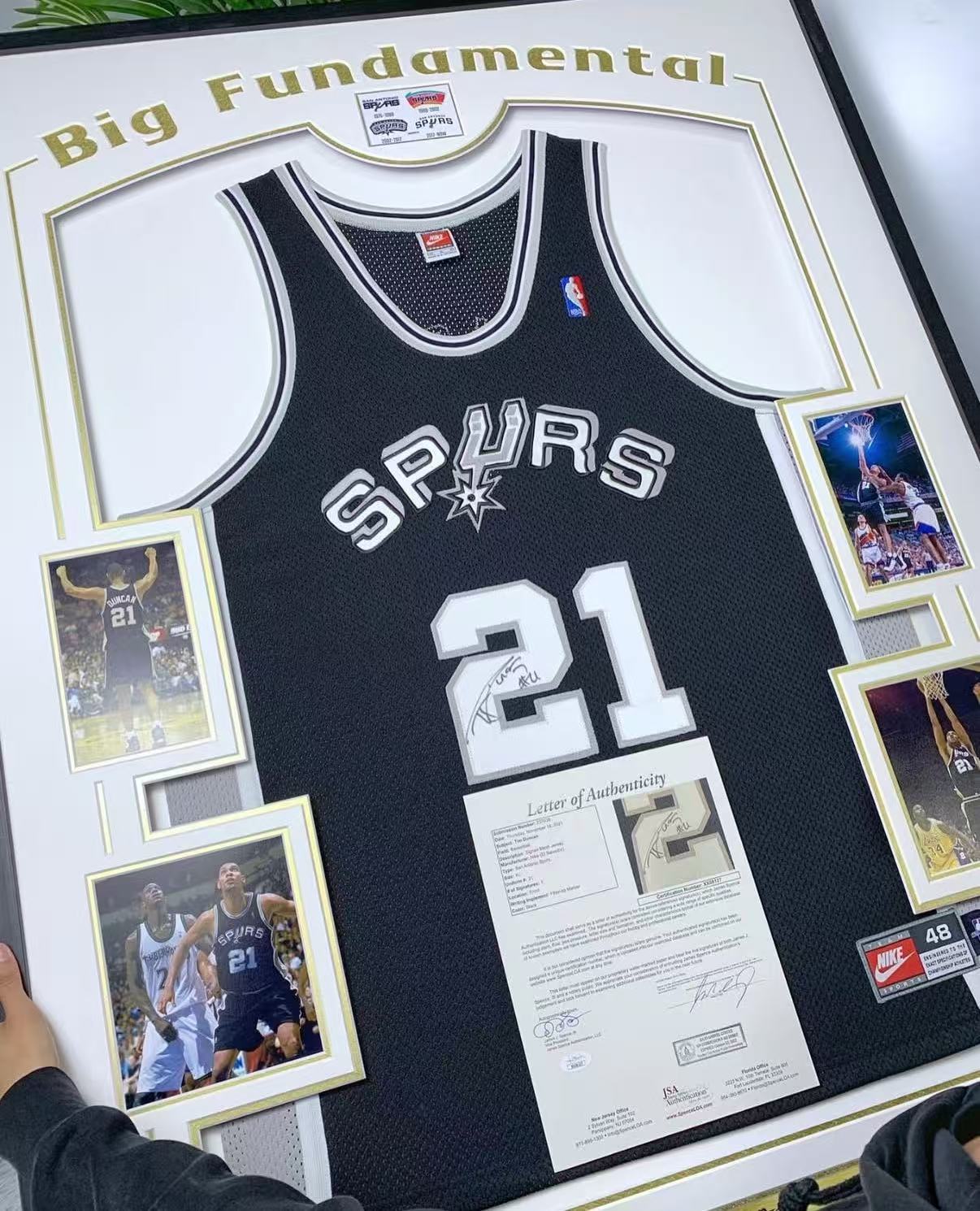 San Antonio Spurs Tim Duncan Autographed Jersey with Personalized Custom Design Framed 00001