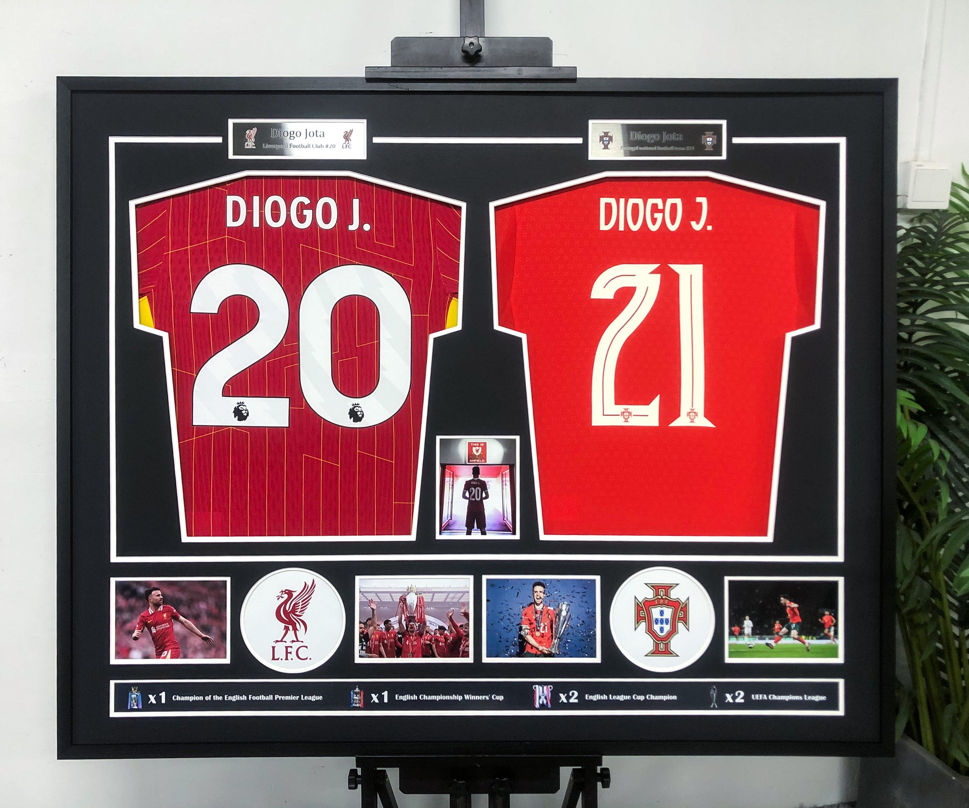 Liverpool Portugal Diogo Jota Jersey with Personalized Custom Design Framed 00049