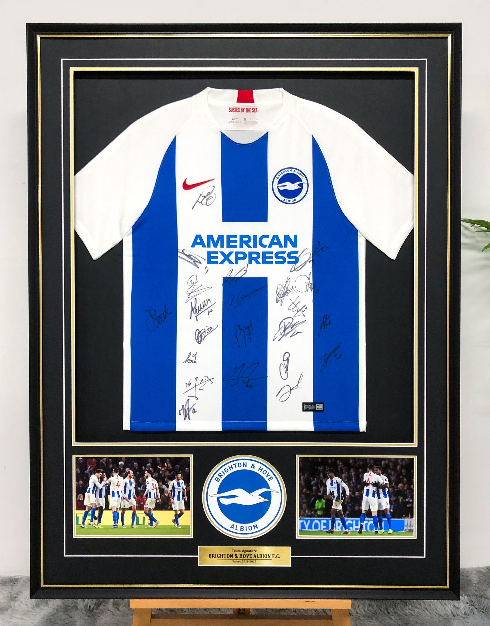 Brighton Autographed Jersey with Personalized Custom Design Framed 00008