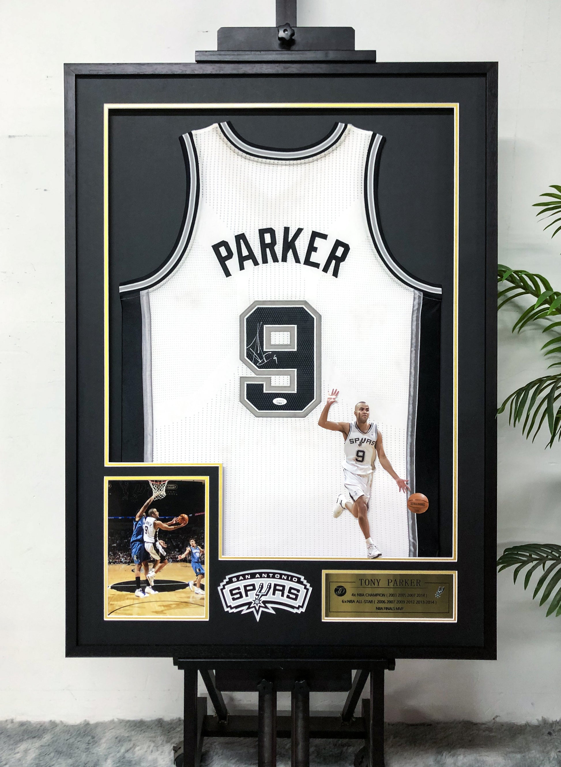 San Antonio Spurs Parker Autographed Jersey with Personalized Custom Design Framed 00005
