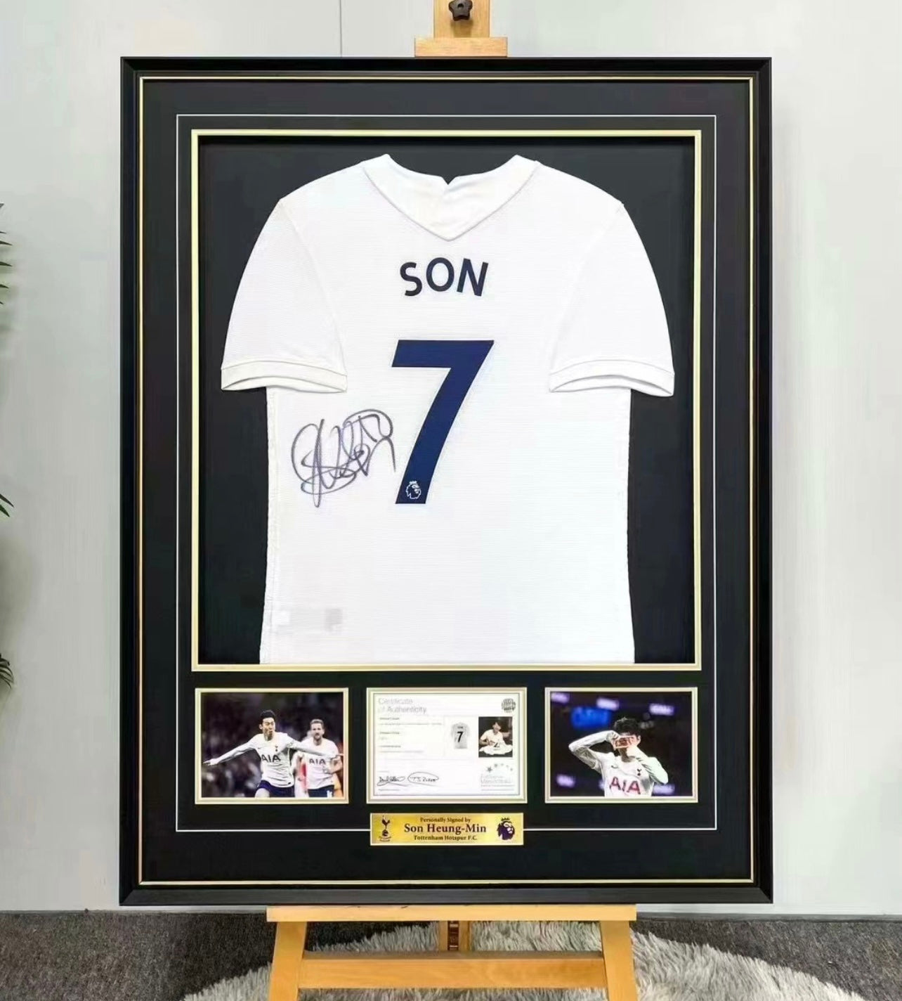 Tottenham Hotspur F.C. Son Heung-Min Autographed Jersey with Personalized Custom Design Framed 00001