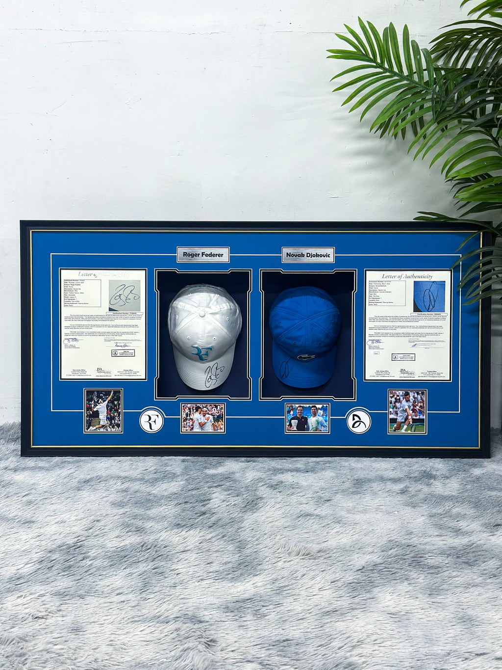 Roger Federer # Novak Djokovic Hat Custom Framing 000205