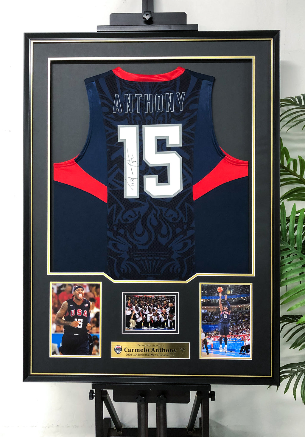 USA Carmelo Anthony Autographed Jersey with Personalized Custom Design Framed 000037