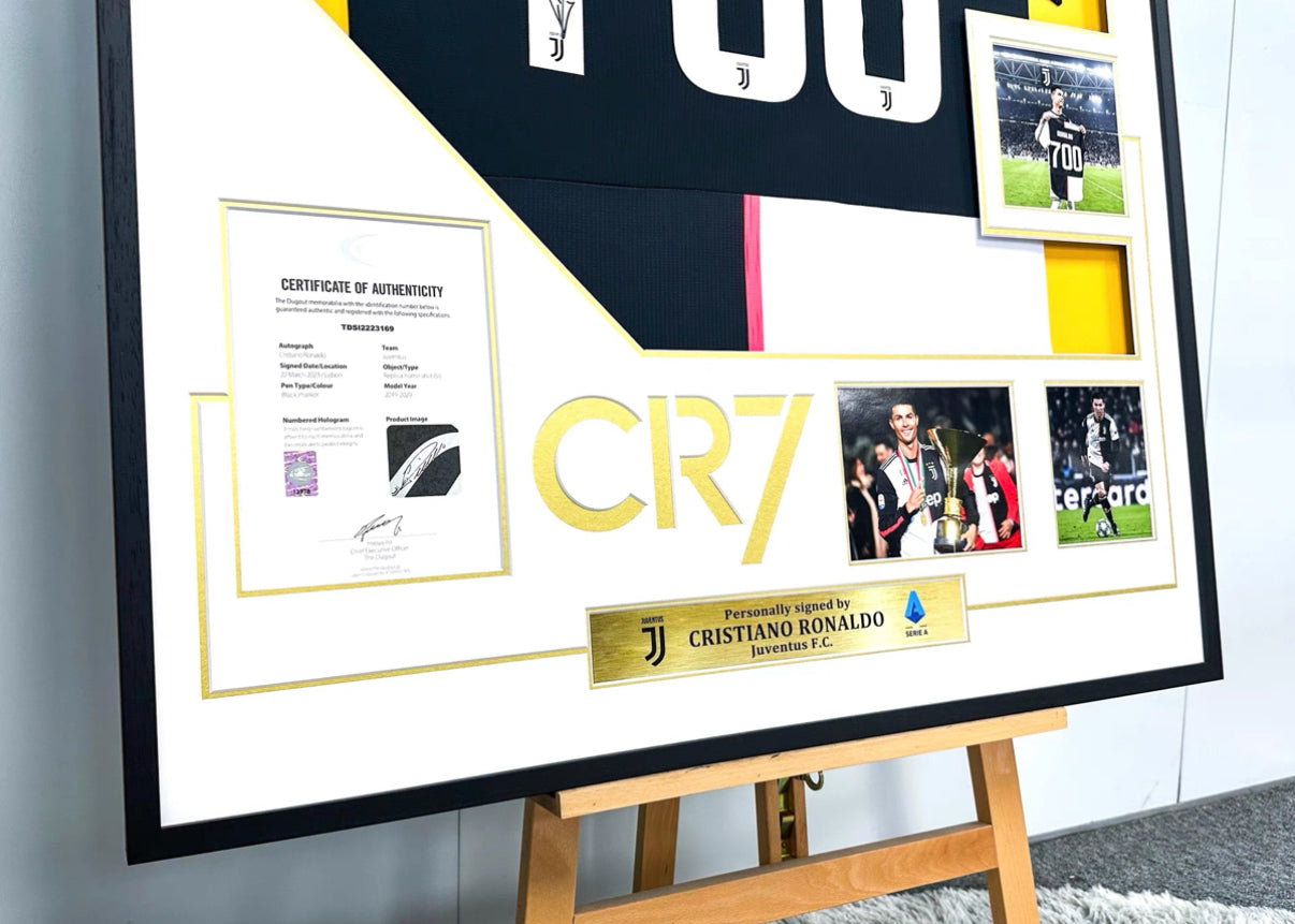 Juventus F.C. Cristiano Ronaldo Autographed Jersey with Personalized Custom Design Framed 000034