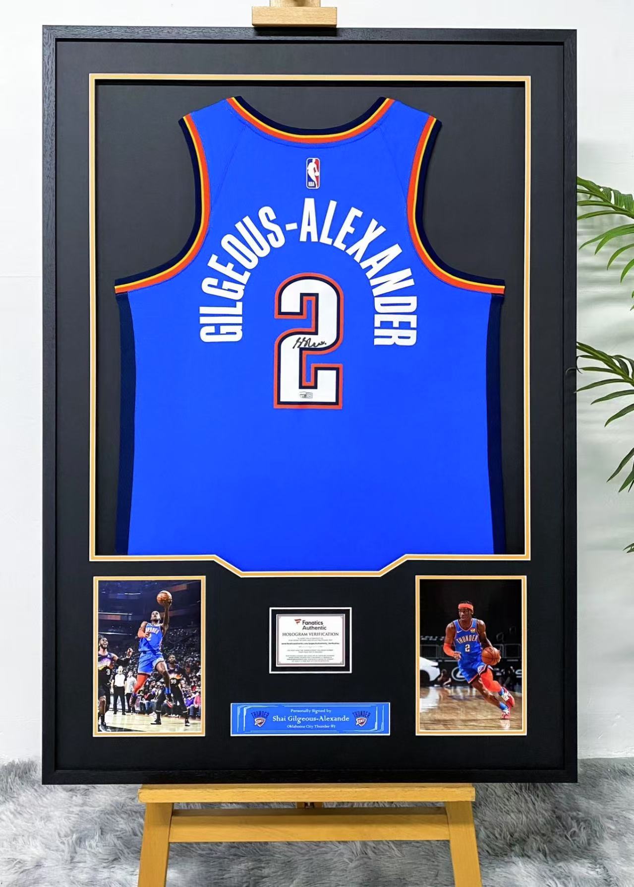 Oklahoma City Thunder Shai Gilgeous-Alexander SGA  Autographed Jersey with Standard Design Framed00002
