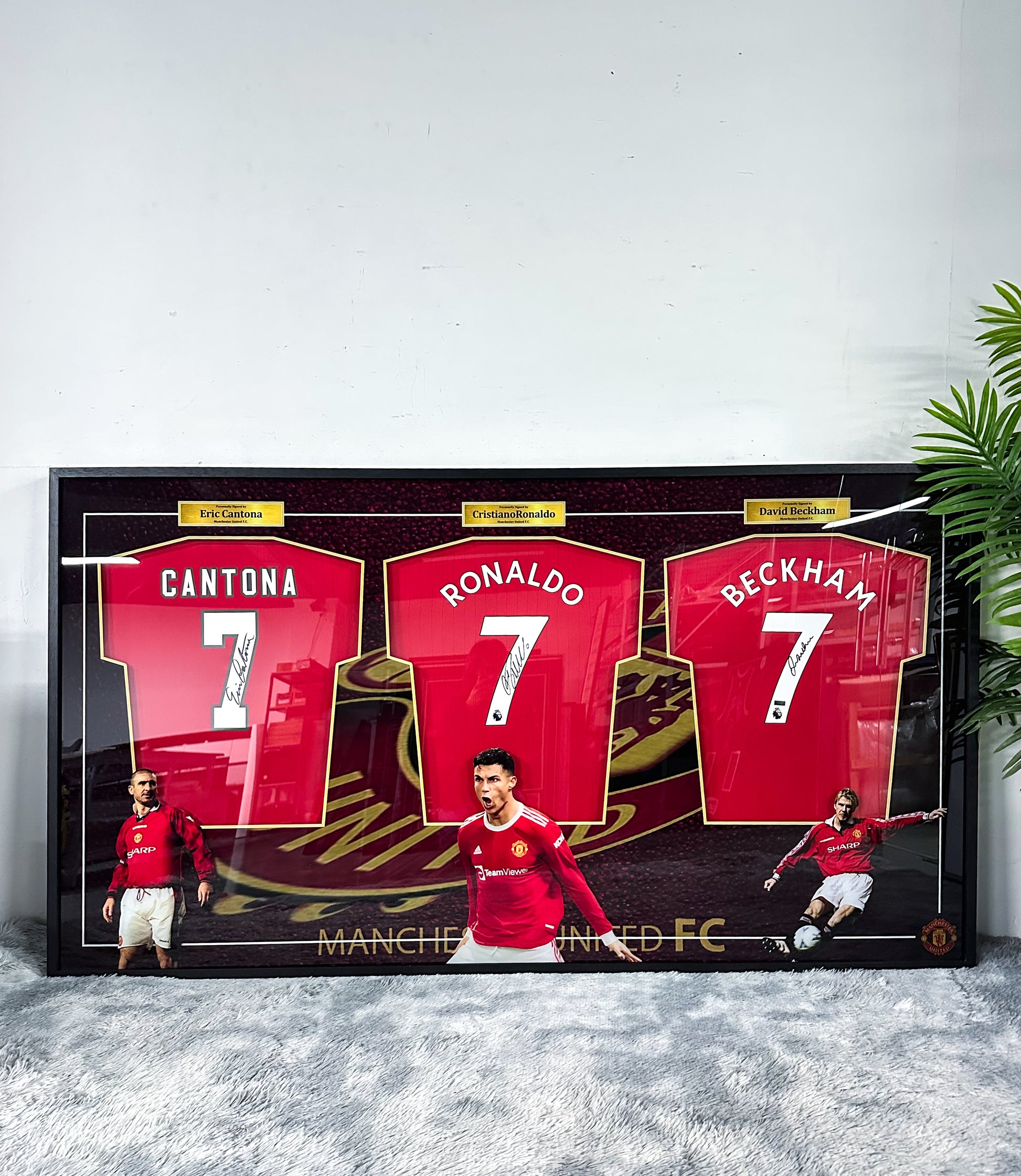 Manchester United Cantona / Cristiano Ronaldo / David Beckham Jersey Custom Framing 000087