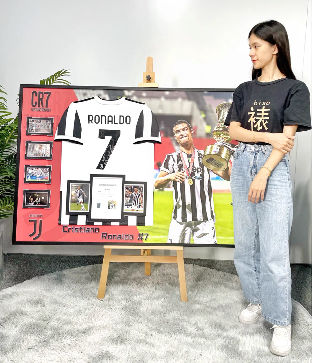 Cristiano Ronaldo Autographed Jersey with Personalized Custom Design Framed 00006