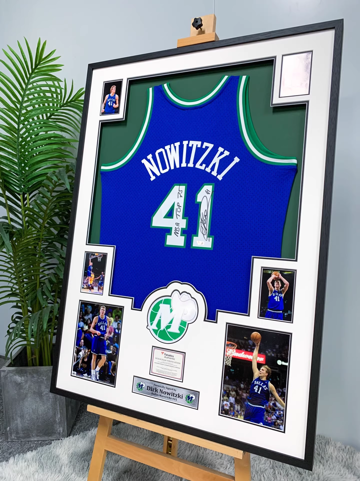 Dallas Mavericks Dirk Nowitzki Autographed Jersey with Personalized Custom Design Framed 00001