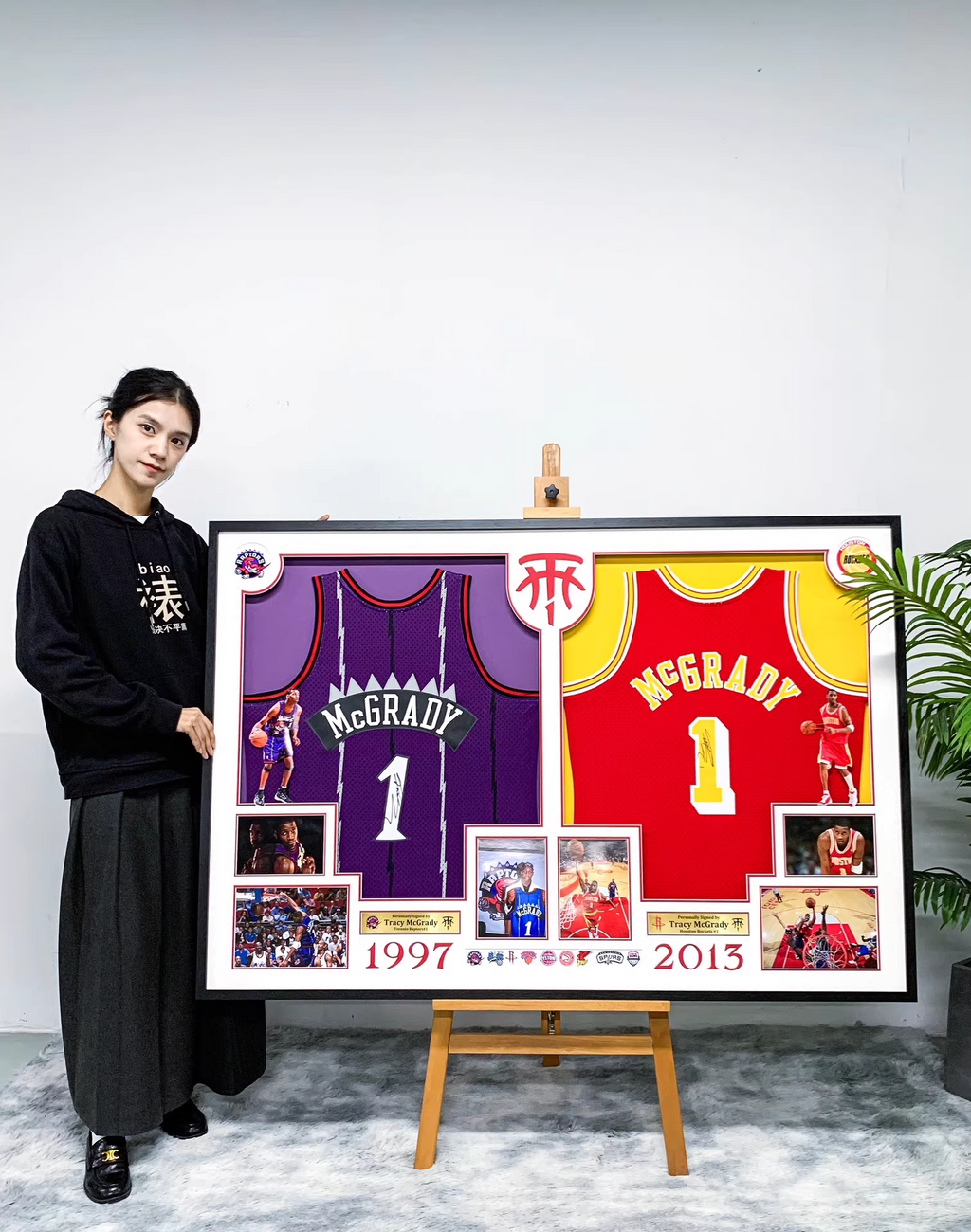 Tracy McGrady Autographed Jersey with Personalized Custom Design Framed 00002