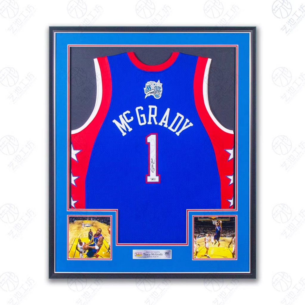 ALL STAR Tracy McGrady Autographed Jersey with Standard Design Framed 00001