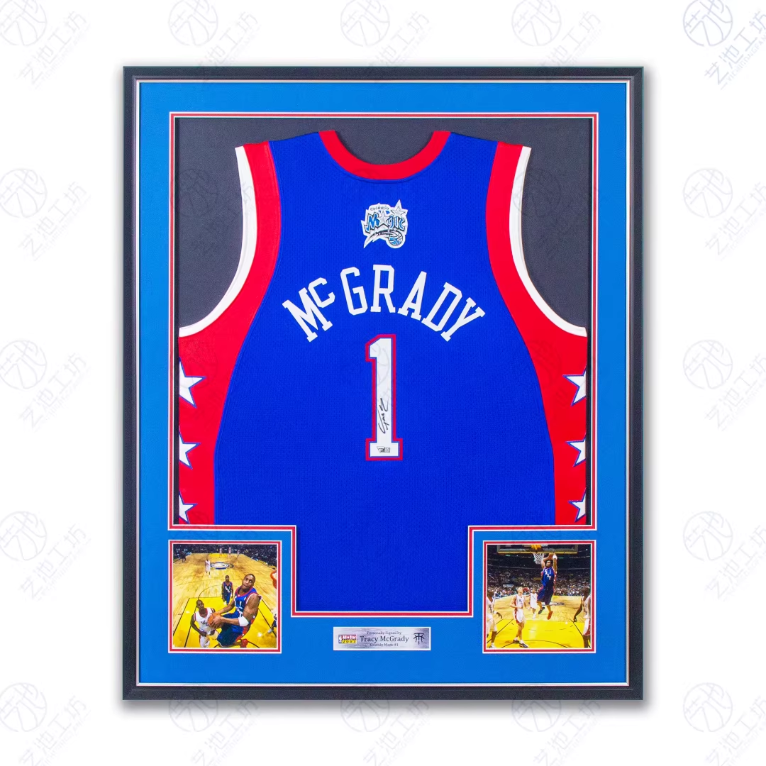 ALL STAR Tracy McGrady Autographed Jersey with Standard Design Framed 00001