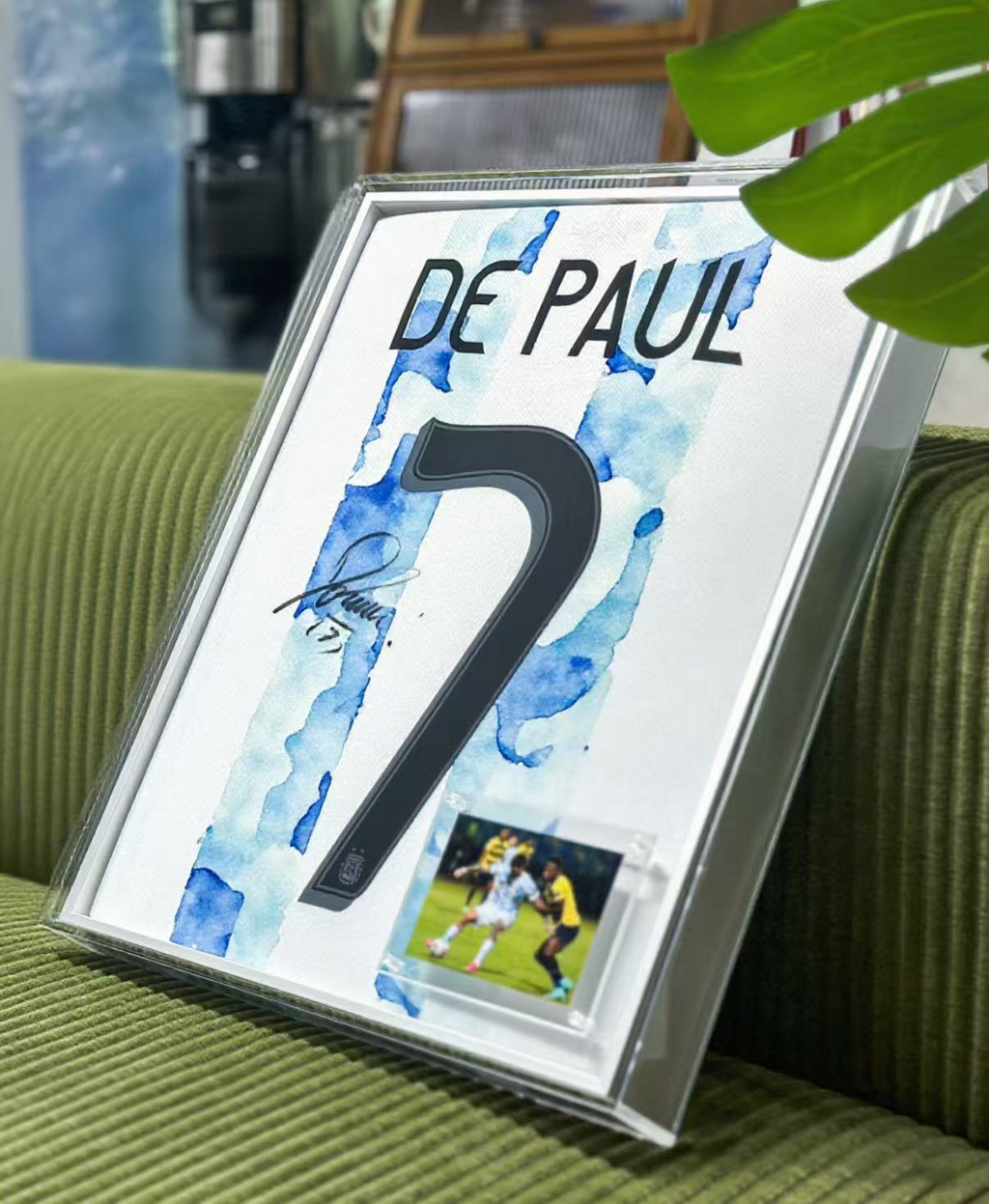 Argentina Rodrigo De Paul Autographed Jersey with Personalized Custom Design Framed 000041