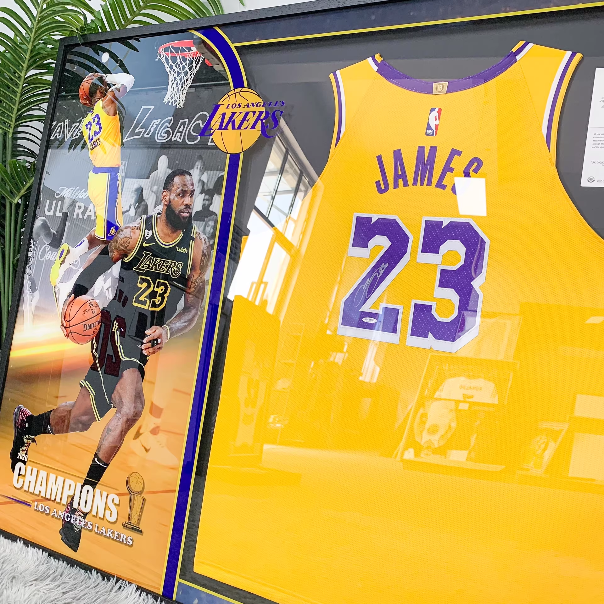 Los Angeles Lakers LeBron James Autographed Jersey with Personalized Custom Design Framed 00008
