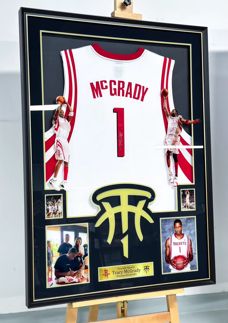 Houston Rockets Tracy McGrady Autographed Jersey with Personalized Custom Design Framed 00003