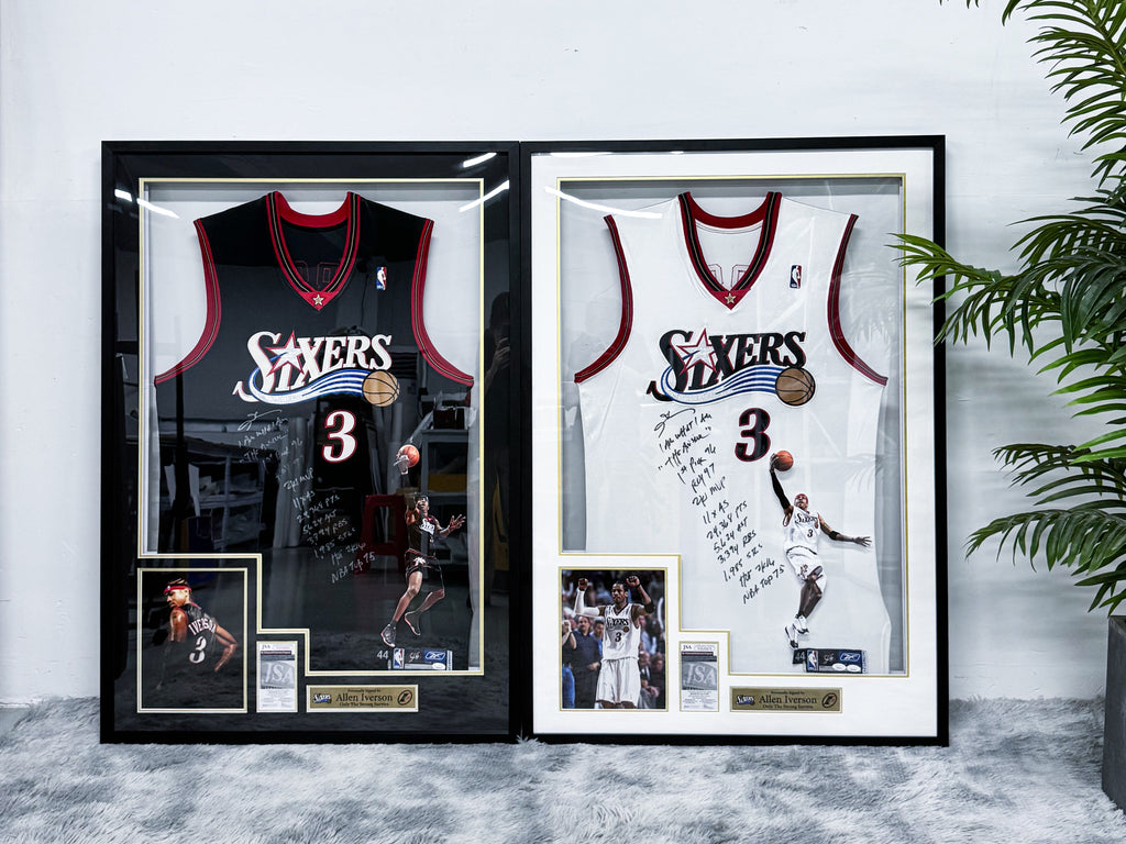 Philadelphia 76ers Allen Iverson Autographed Jersey with Personalized Custom Design Framed 00007