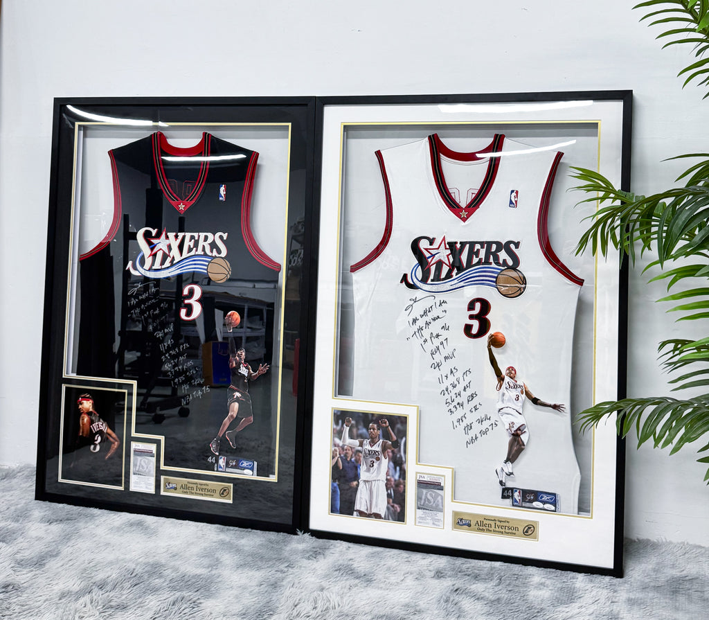 Philadelphia 76ers Allen Iverson Autographed Jersey with Personalized Custom Design Framed 00007