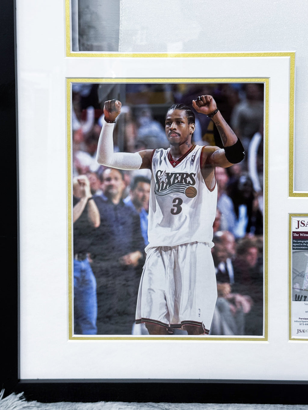 Philadelphia 76ers Allen Iverson Autographed Jersey with Personalized Custom Design Framed 00007